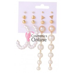 Cercei pentru dama moderni EARR28 Aurii Set de 8 perechi